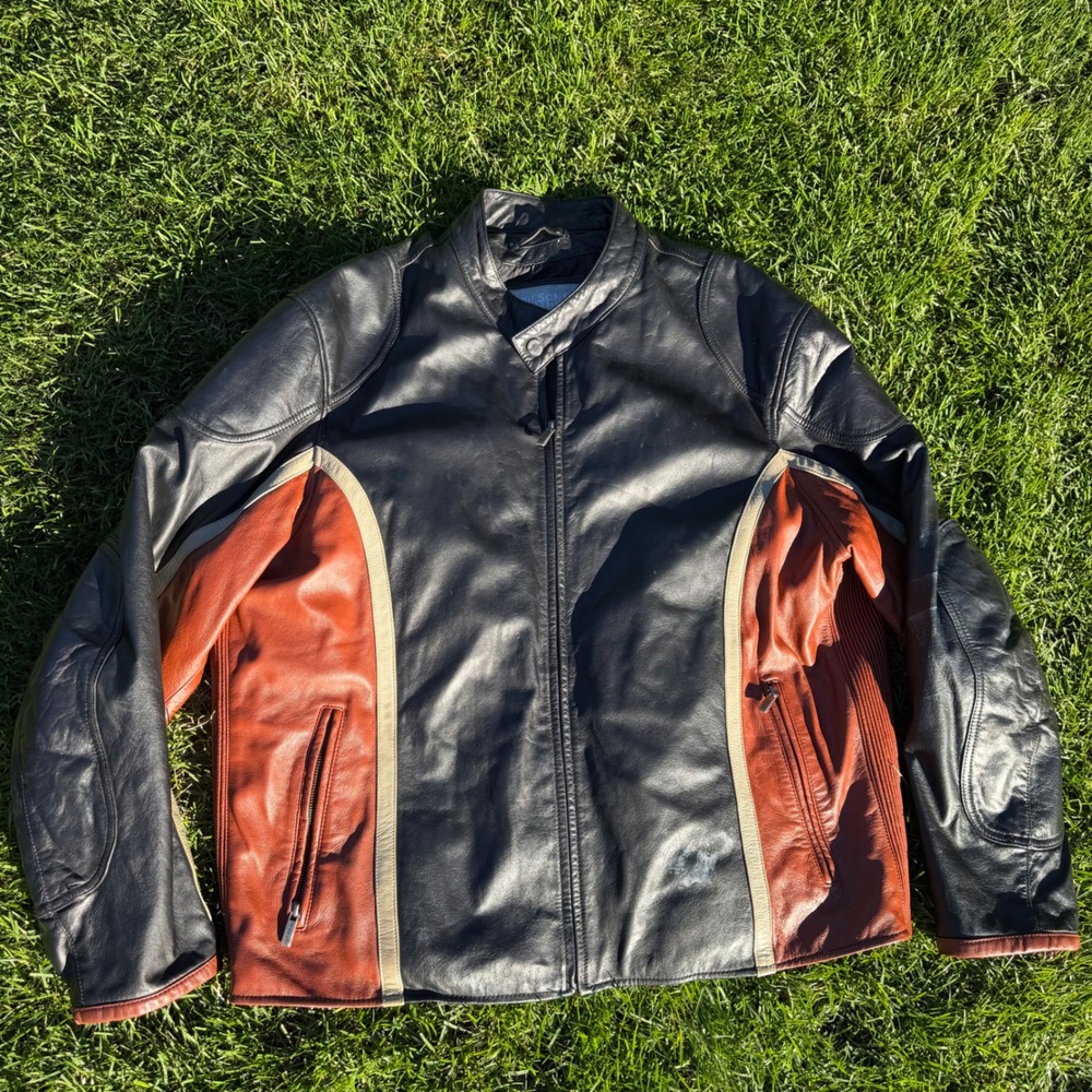 Wilsons Leather M. Julian Cafe Racer Jacket Mens XXL Black Orange Biker Moto
